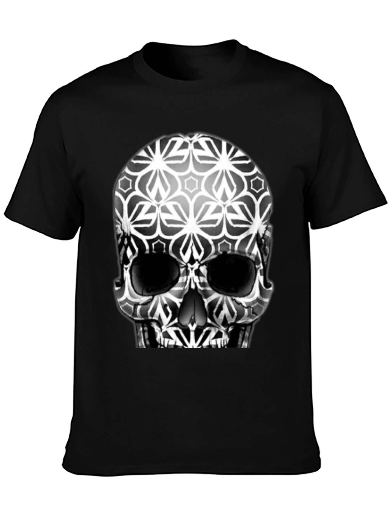 Geometric Skull Graphic Tee - Mens Black T-Shirt