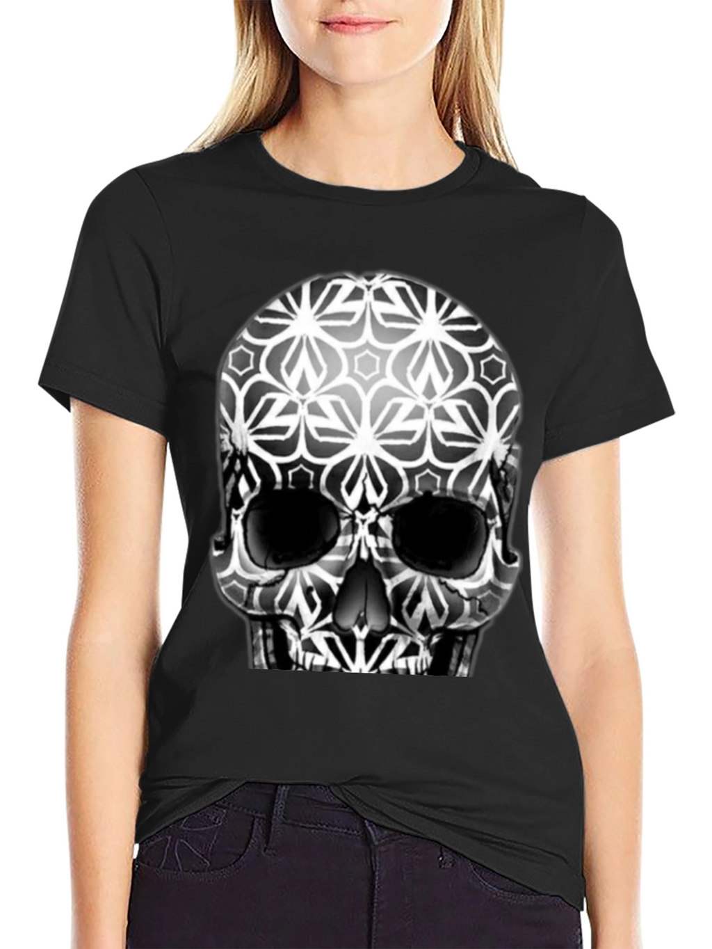 Geometric Skull Graphic Tee - Mens Black T-Shirt