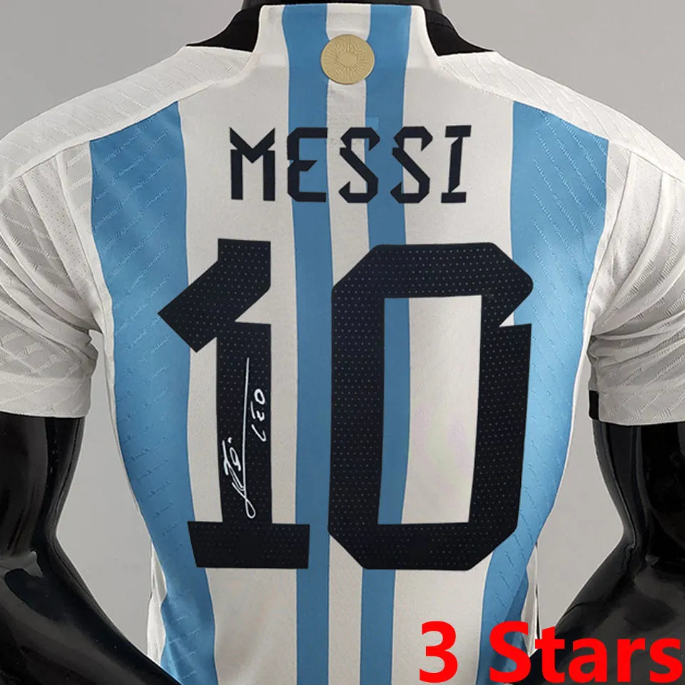 MESSI #10 Signature Version Argentina Home Player Version Jersey (3 Stars 3星 1字签名版) ★★ Front