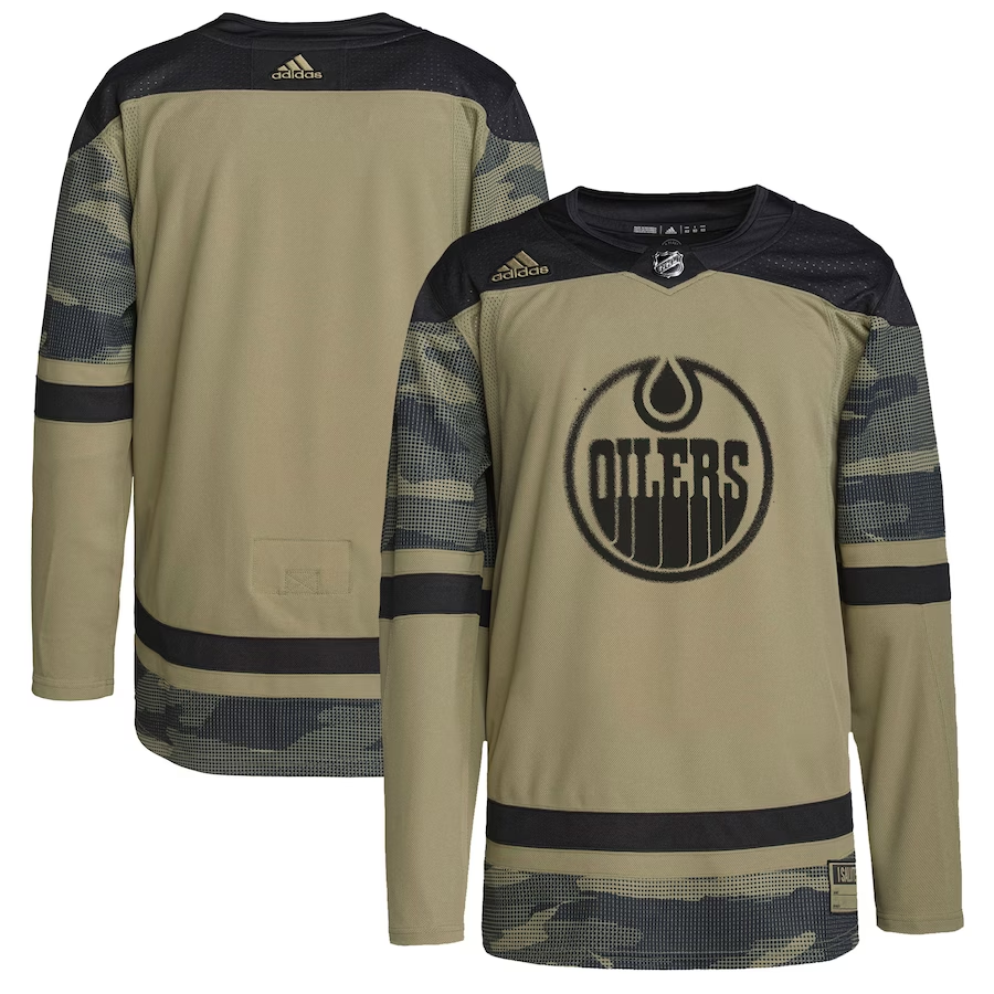 Men's Edmonton Oilers Camo Logo Military Appreciation Team Authentic Practice Blank Jerseys