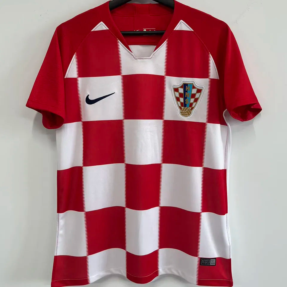 2018 Croatia Home Red White Retro Soccer Jersey Front