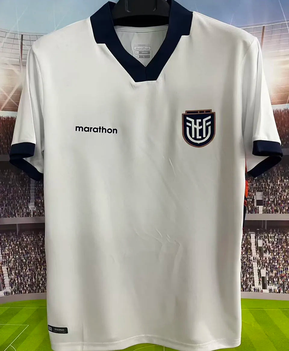2026/27 Ecuador Away White Fans Soccer Jersey (Have Right Patch 有右臂章 黑底白字） Back