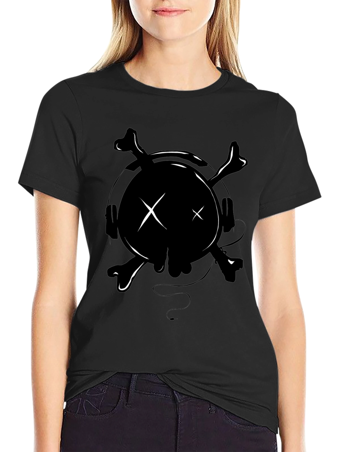 Skull Headphones Graphic Tee - Edgy Style