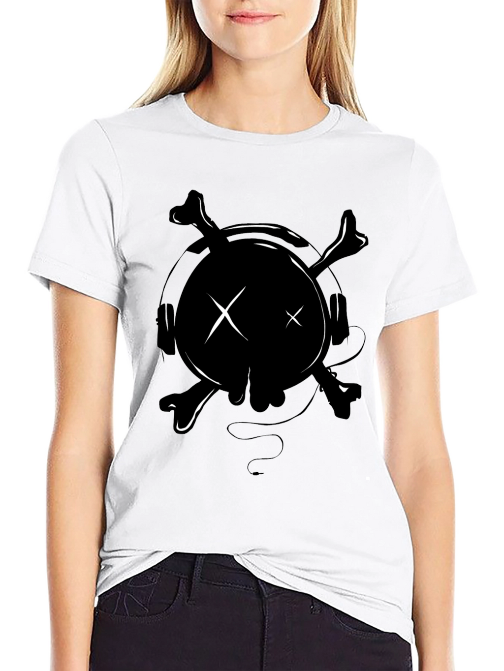 Skull Headphones Graphic Tee - Edgy Style