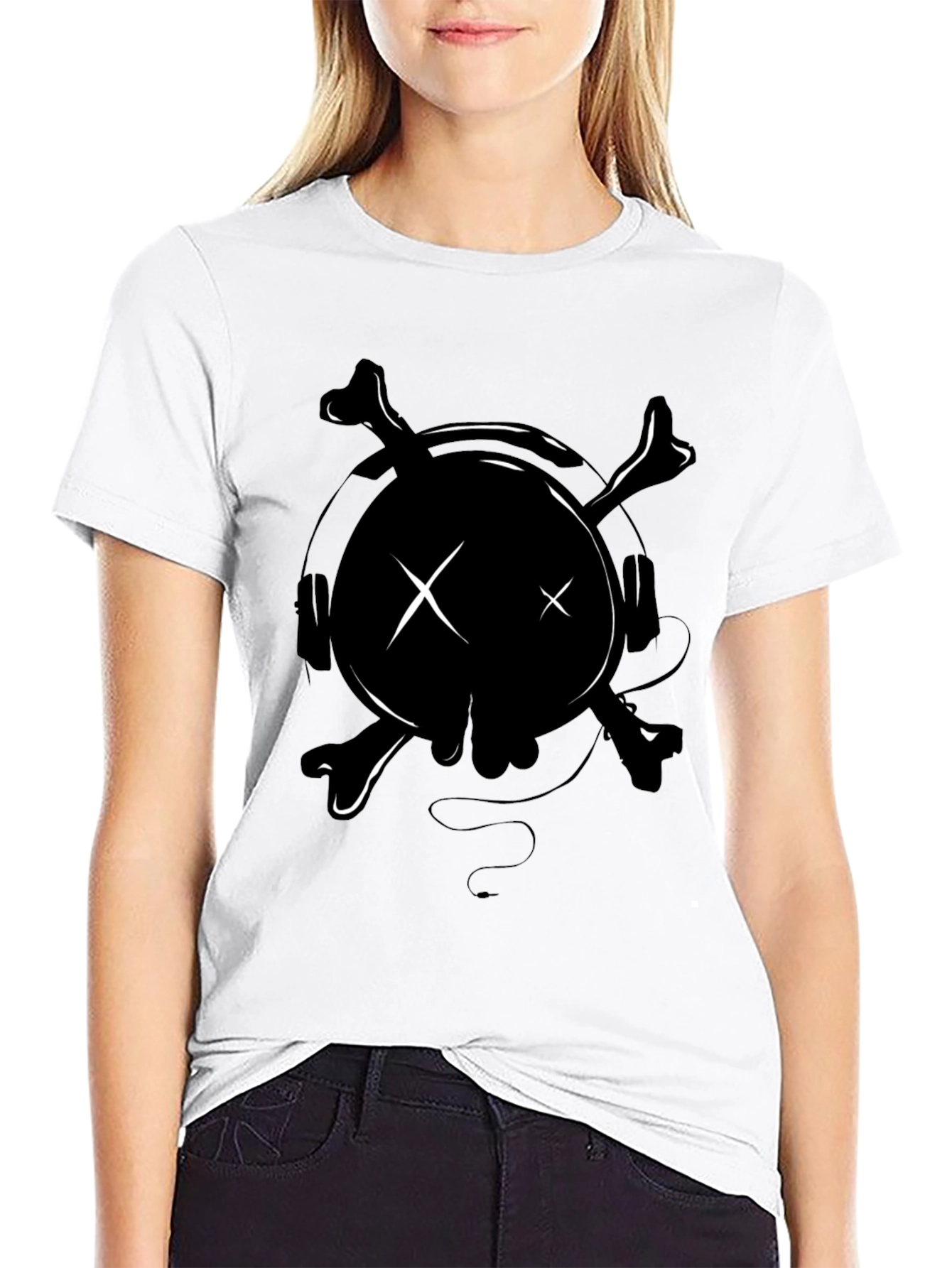 Skull Headphones Graphic Tee - Edgy Style