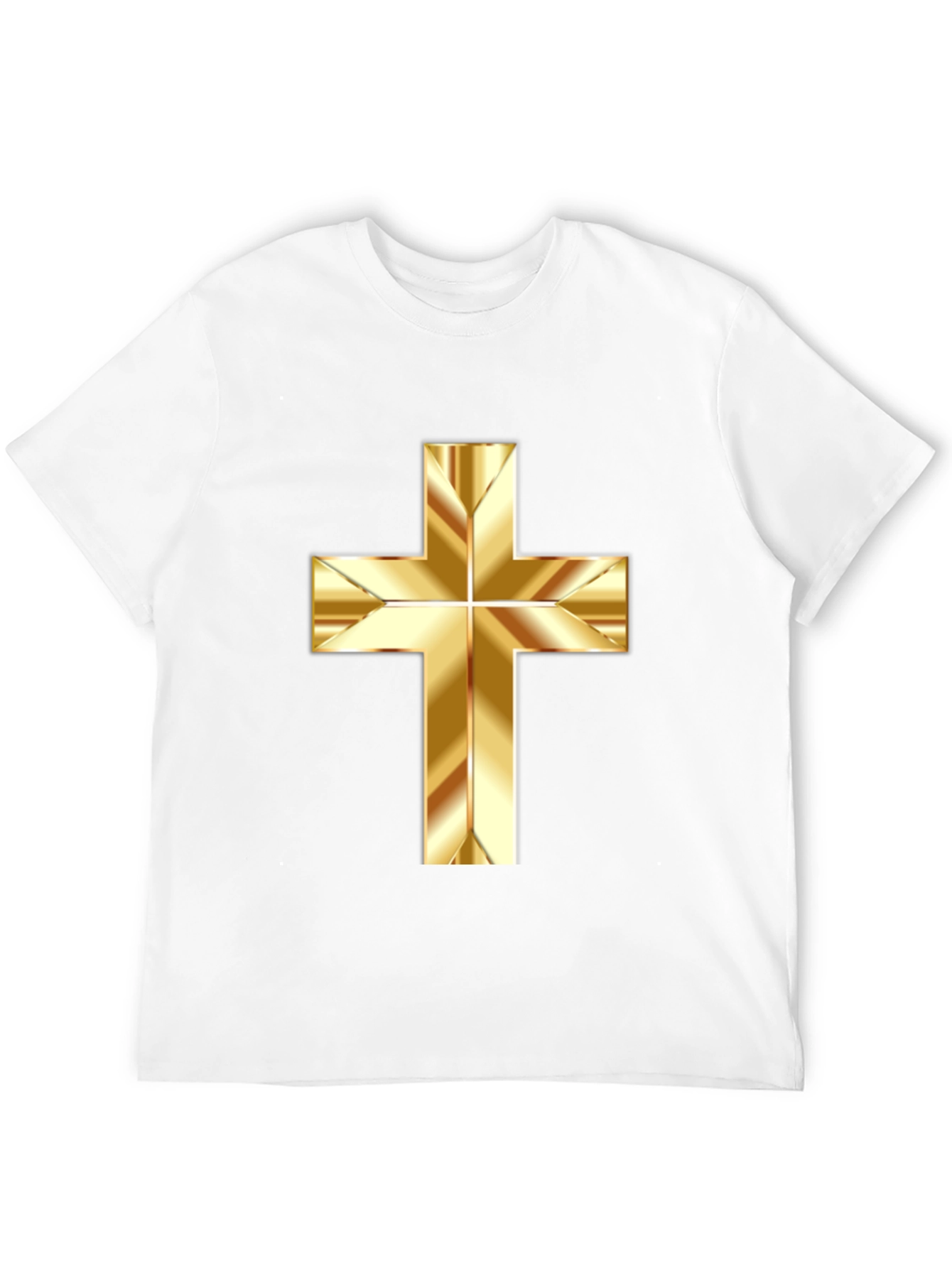 Gold Cross Graphic Print Black T-Shirt