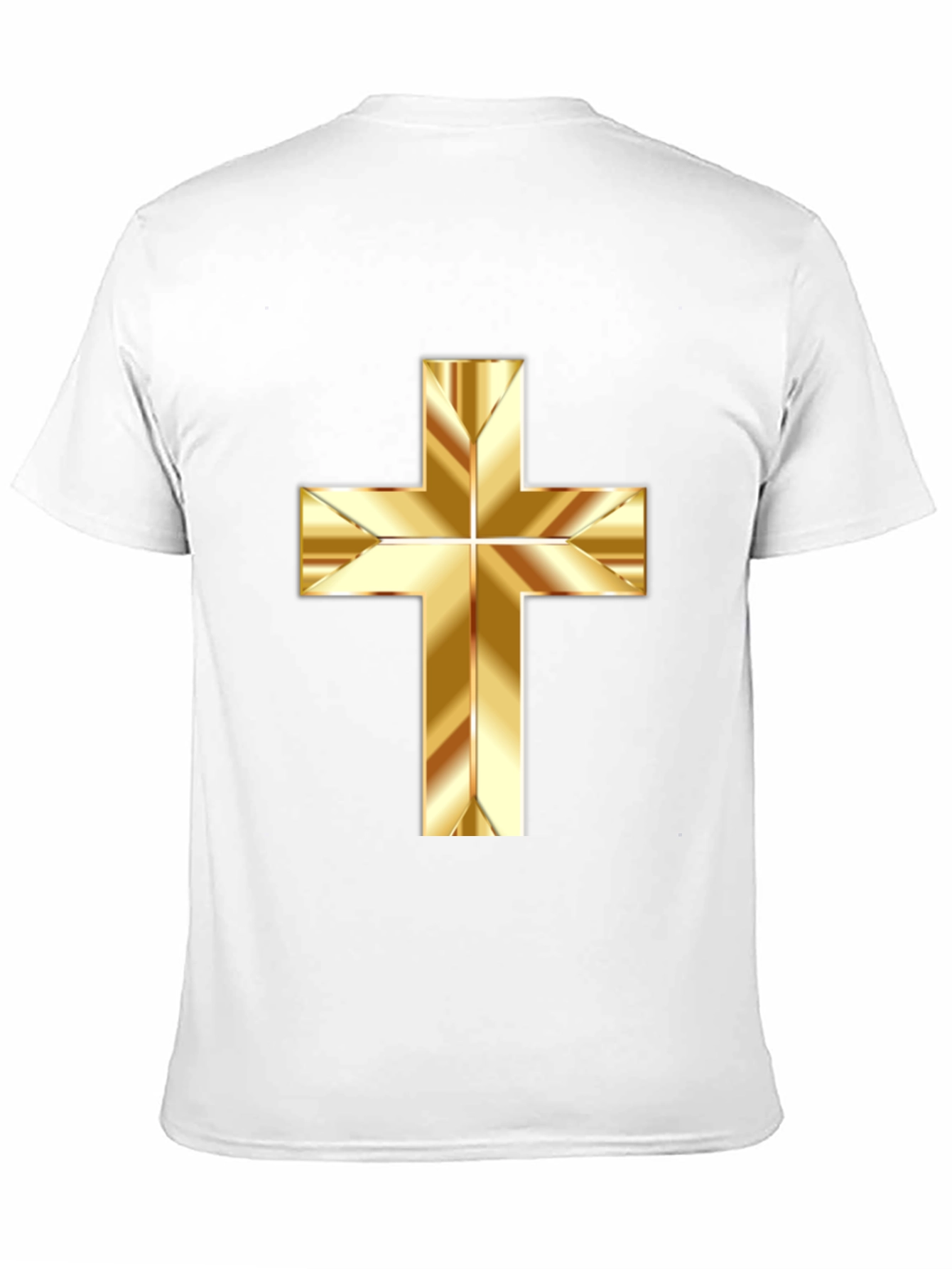 Gold Cross Graphic Print Black T-Shirt