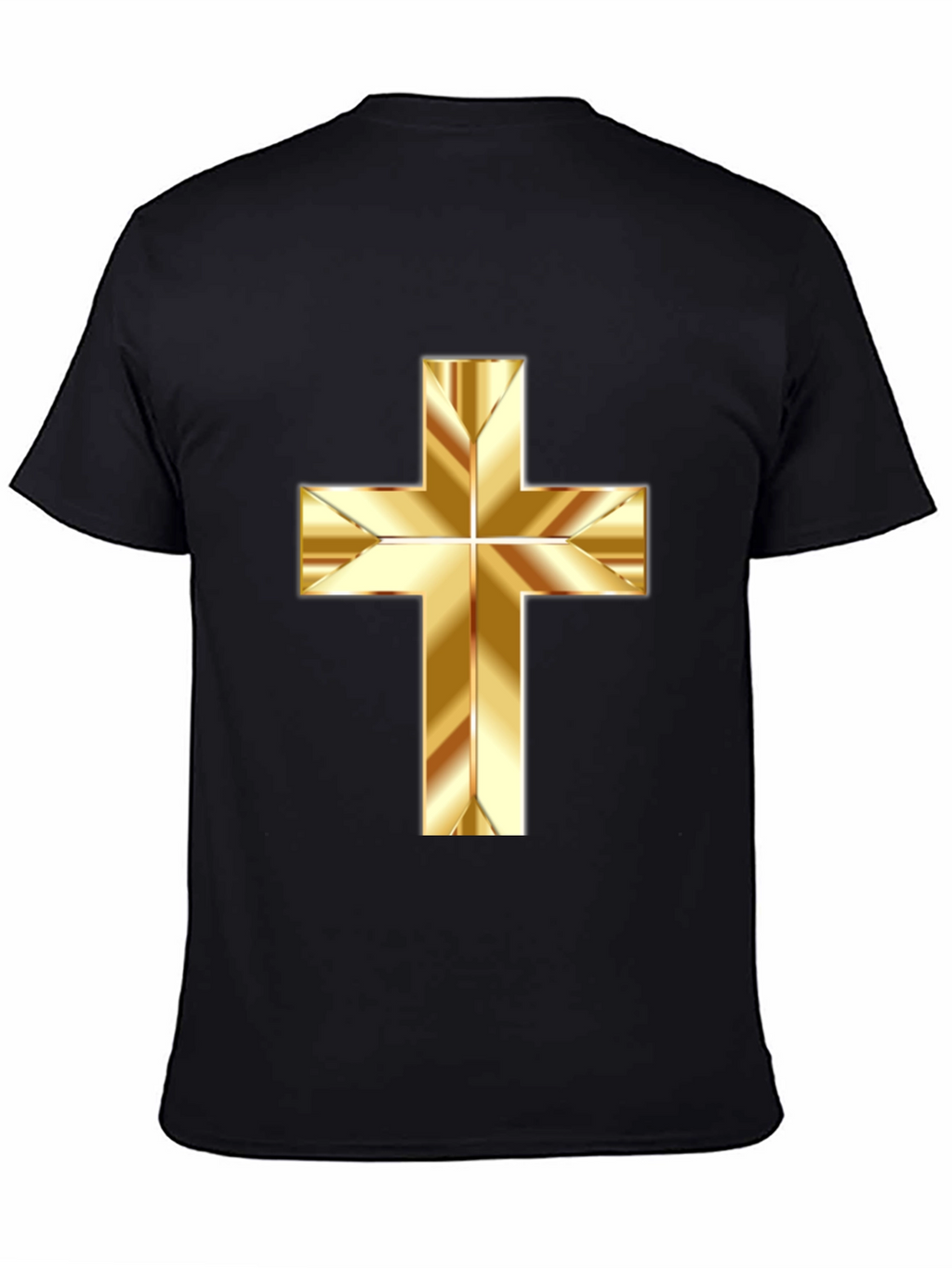 Gold Cross Graphic Print Black T-Shirt