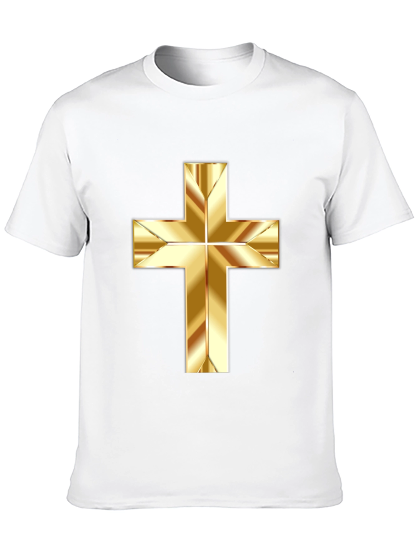 Gold Cross Graphic Print Black T-Shirt