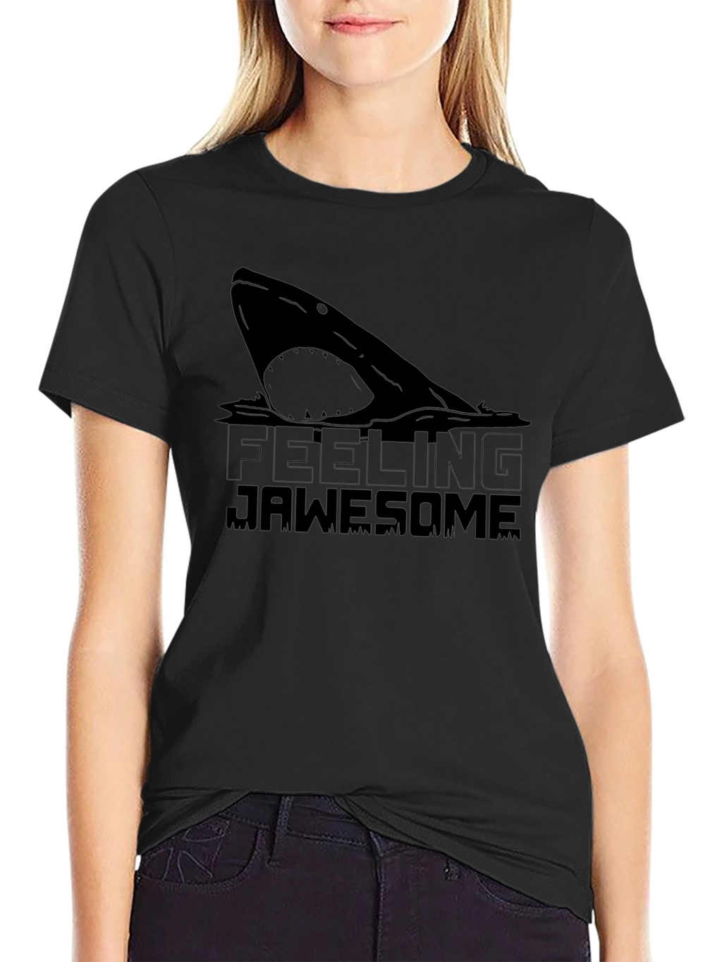 Feeling Jawsome Black T-Shirt - Shark Graphic Tee