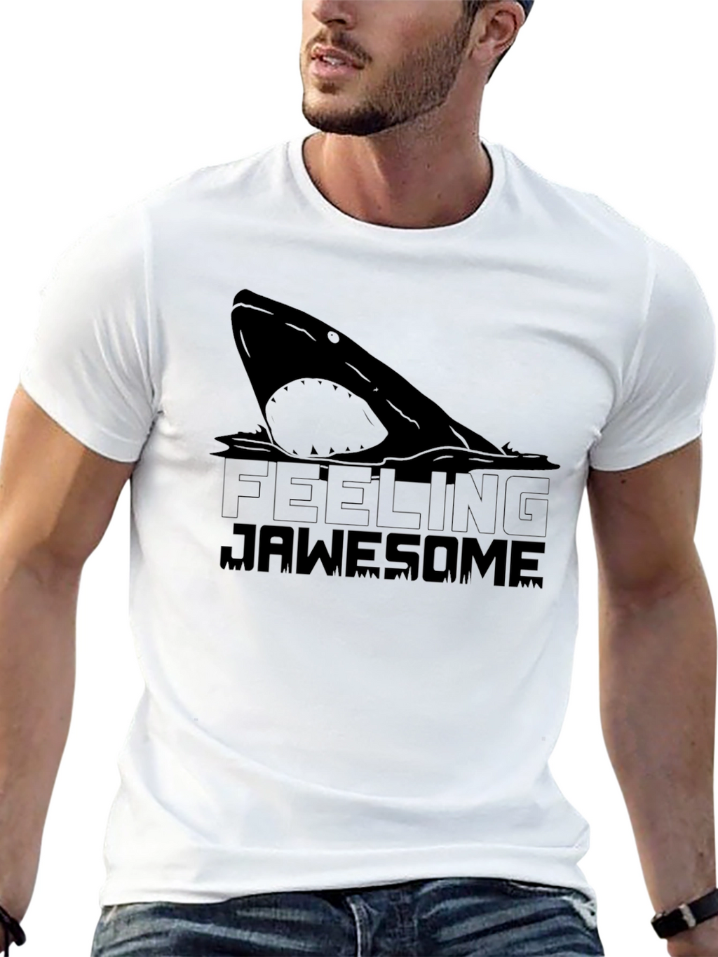 Feeling Jawsome Black T-Shirt - Shark Graphic Tee