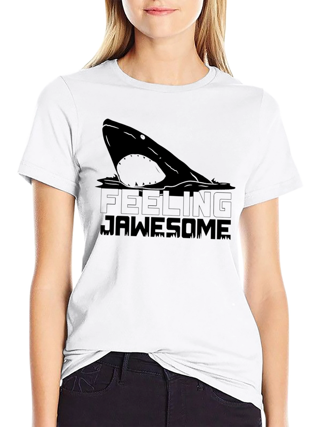 Feeling Jawsome Black T-Shirt - Shark Graphic Tee