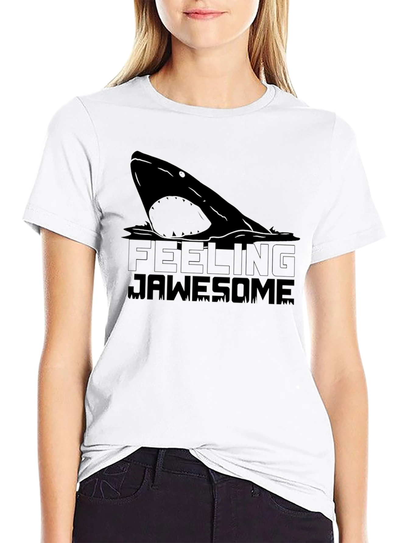 Feeling Jawsome Black T-Shirt - Shark Graphic Tee