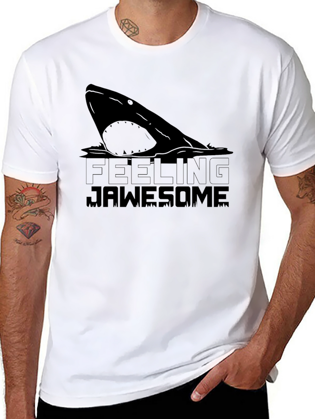 Feeling Jawsome Black T-Shirt - Shark Graphic Tee