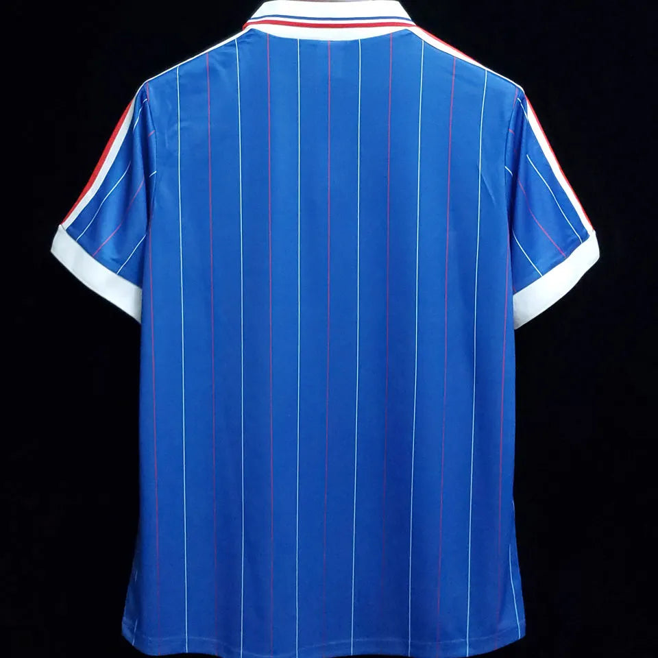 1982 France Home Blue Retro Soccer Jersey Detail 1