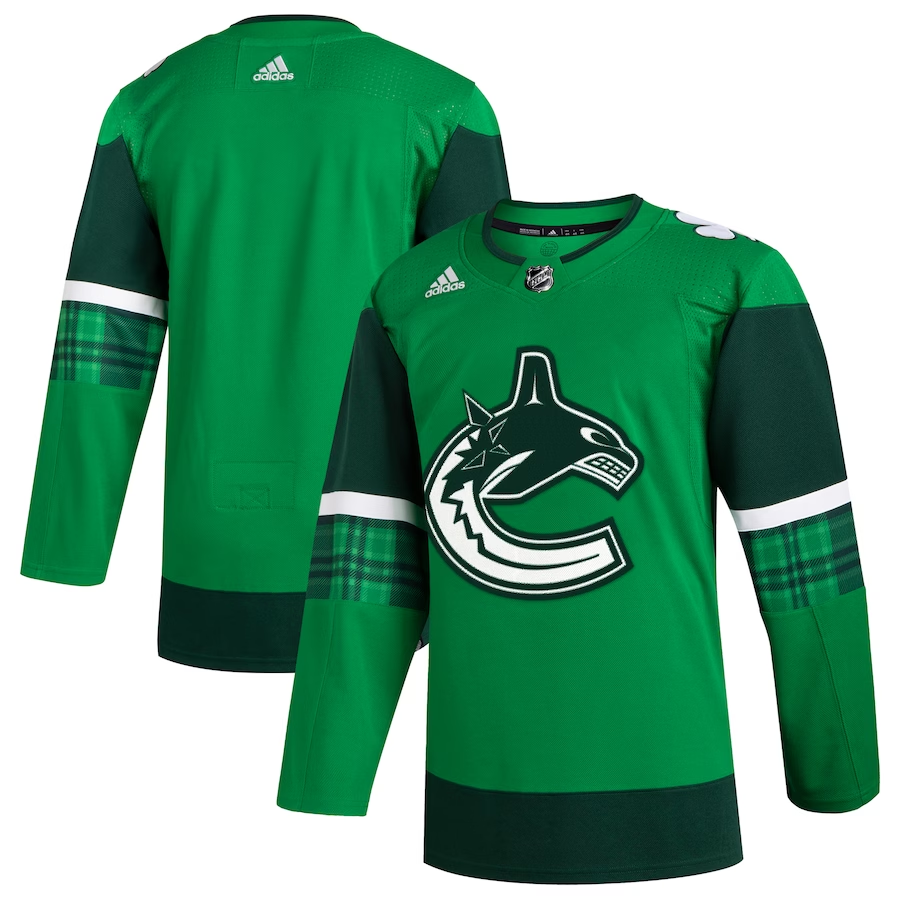 Men's Vancouver Canucks Kelly Green 2023 St. Patrick's Day Primegreen Authentic Blank Jerseys