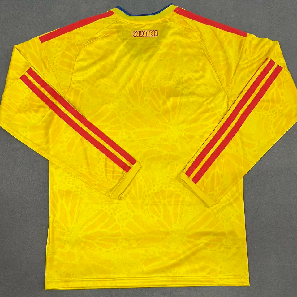 2026/27 Colombia Home Yellow Fans Long Sleeve Soccer Jersey Back