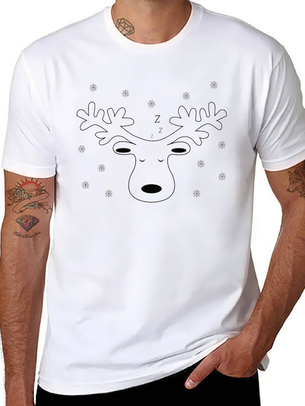 Mens Black Moose Outline T-Shirt