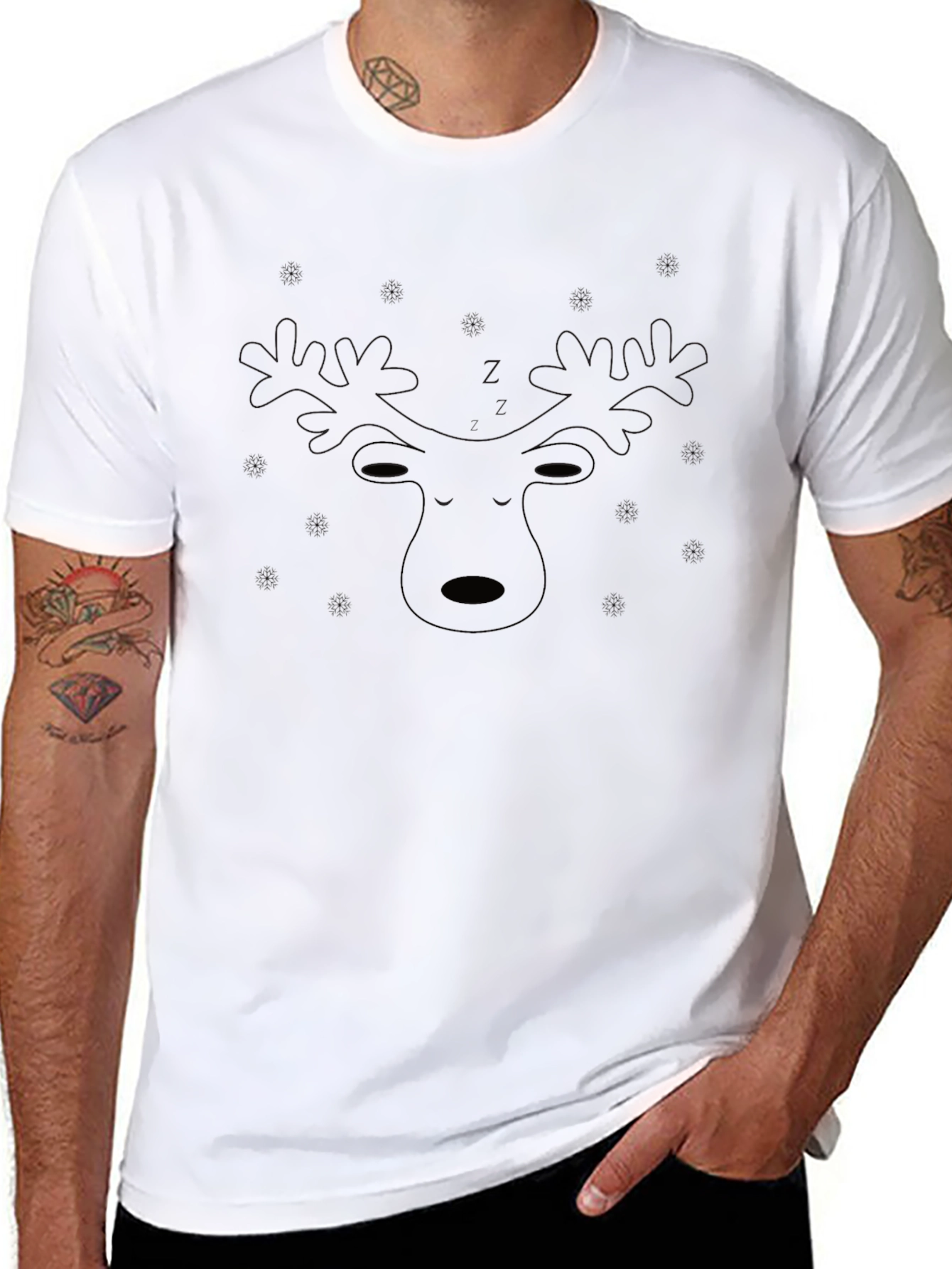 Mens Black Moose Outline T-Shirt