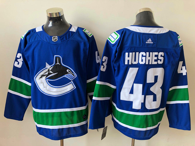 Men's Vancouver Canucks Quinn Hughes #43 Blue Home Breakaway Player Jerseys