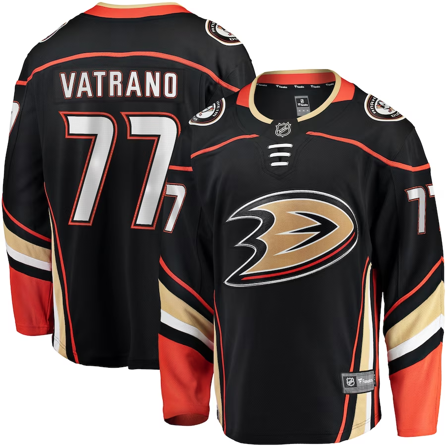 Men's Anaheim Ducks Frank Vatrano #77 Black Home Breakaway Player Jerseys