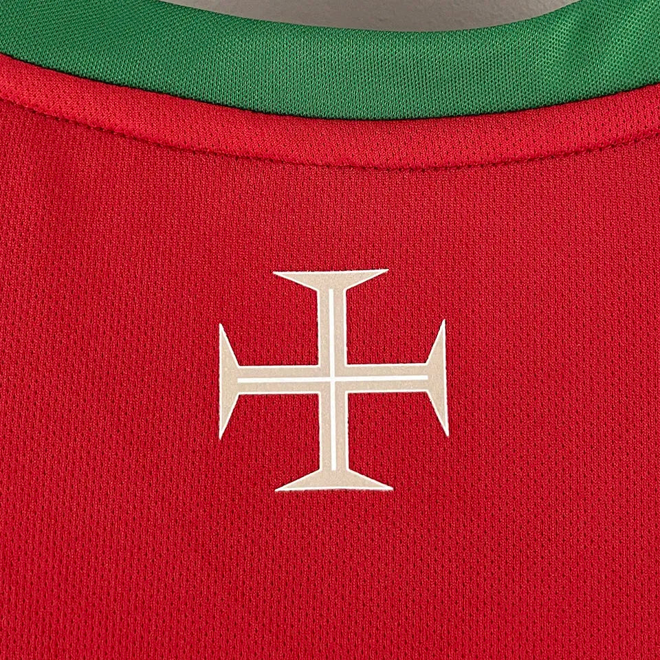 2006 Portugal Home Retro Long Sleeve Soccer Jersey Detail 2