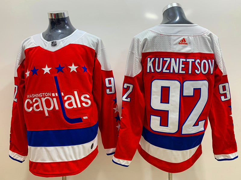 Men's Washington Capitals Evgeny Kuznetsov #92 Red Home Breakaway Jerseys