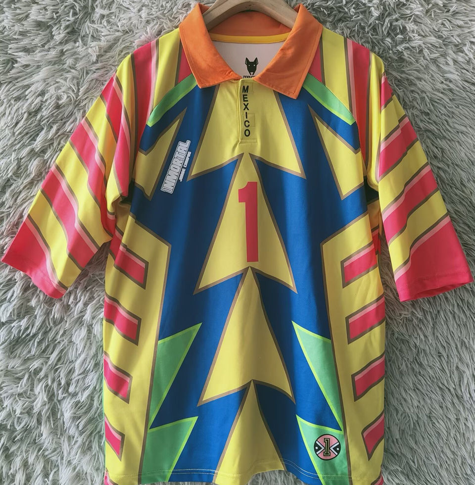1998 Mexico CAMPOS #1 GoalKeeper Retro Soccer Jersey Item NO.: 2141012 Detail 1