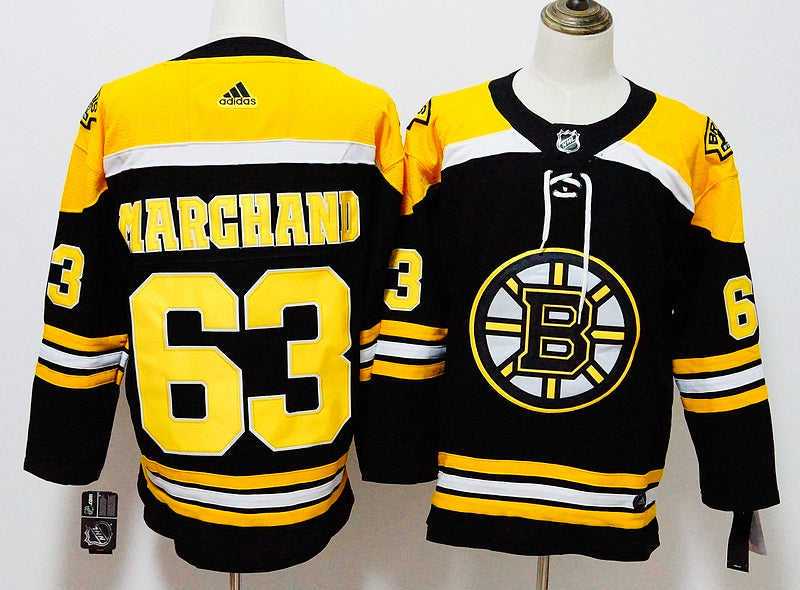 Men's Boston Bruins Brad Marchand #63 Black Replica Player Game Jerseys