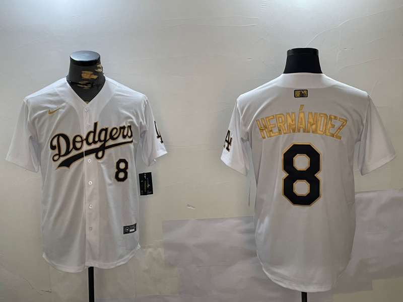Men's Los Angeles Dodgers Enrique Hernandez #8 White Game Jerseys