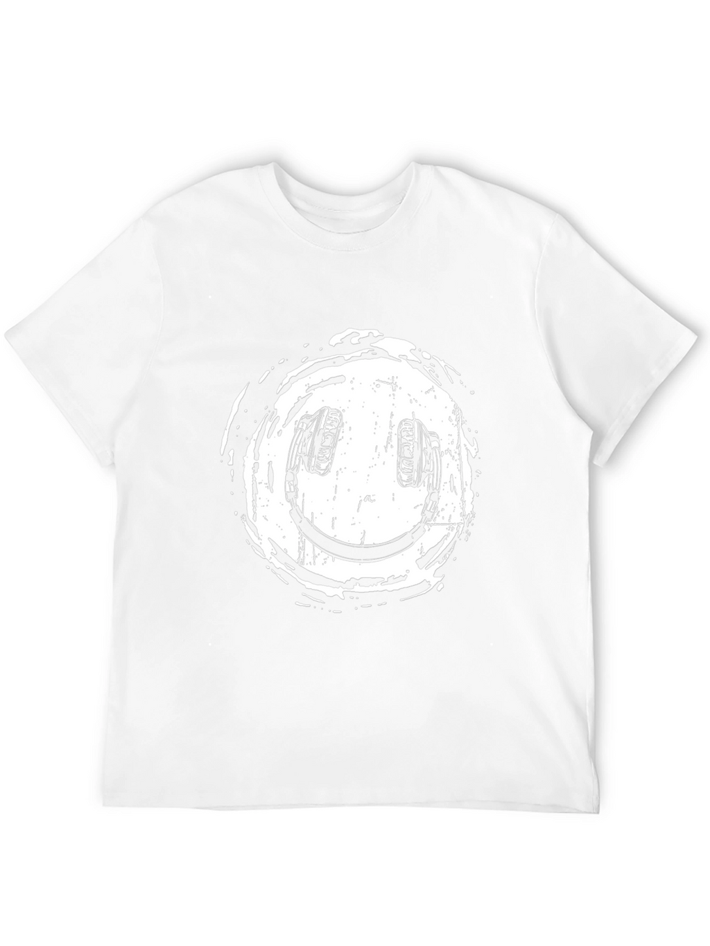 Headphone Smiley Graphic Black T-Shirt