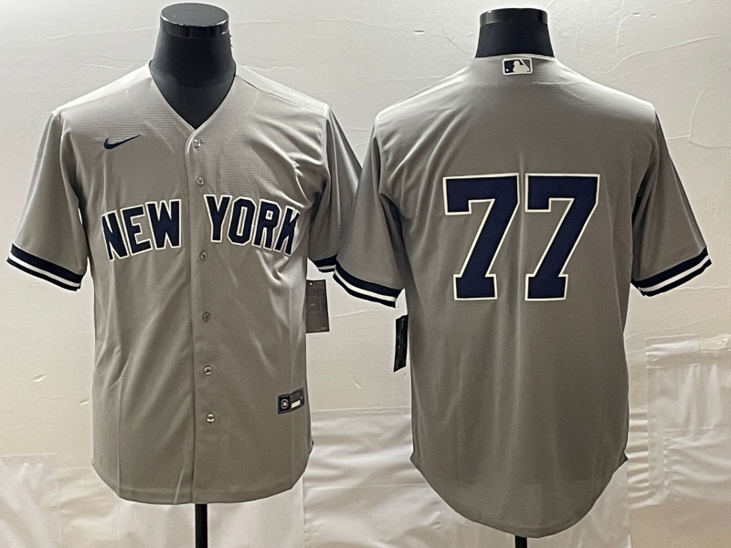 Men's New York Yankees Clint Frazier #77 Gray Replica Player Name Jerseys