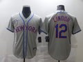 Men's New York Mets Francisco Lindor #12 Gray Replica Baseball Jerseys