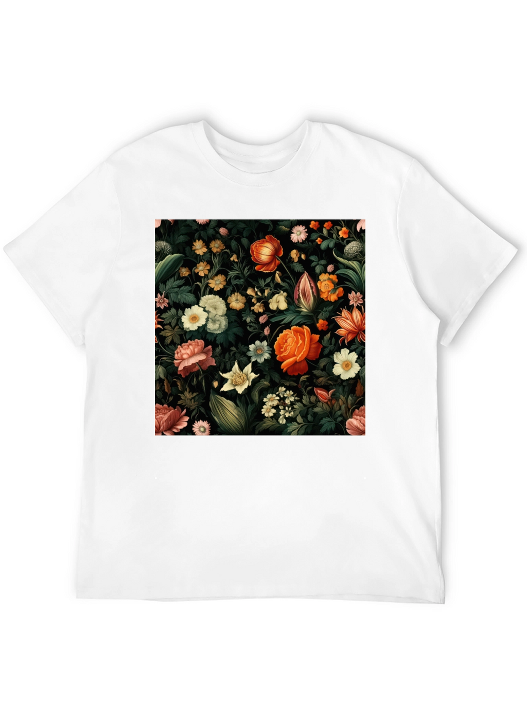 Floral Print Black T-Shirt - Nature Inspired Design