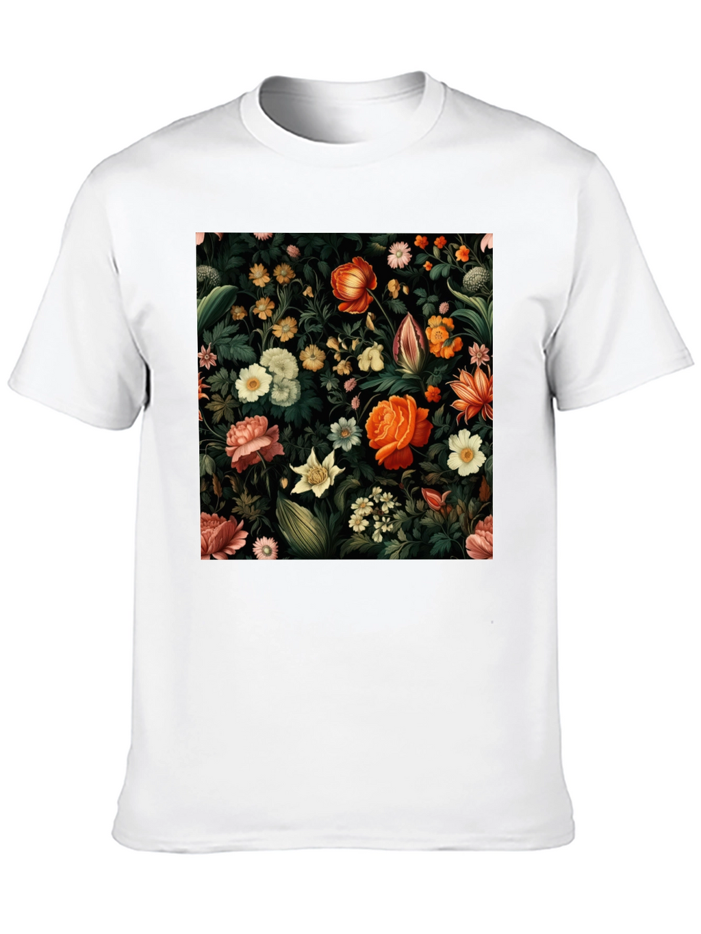Floral Print Black T-Shirt - Nature Inspired Design