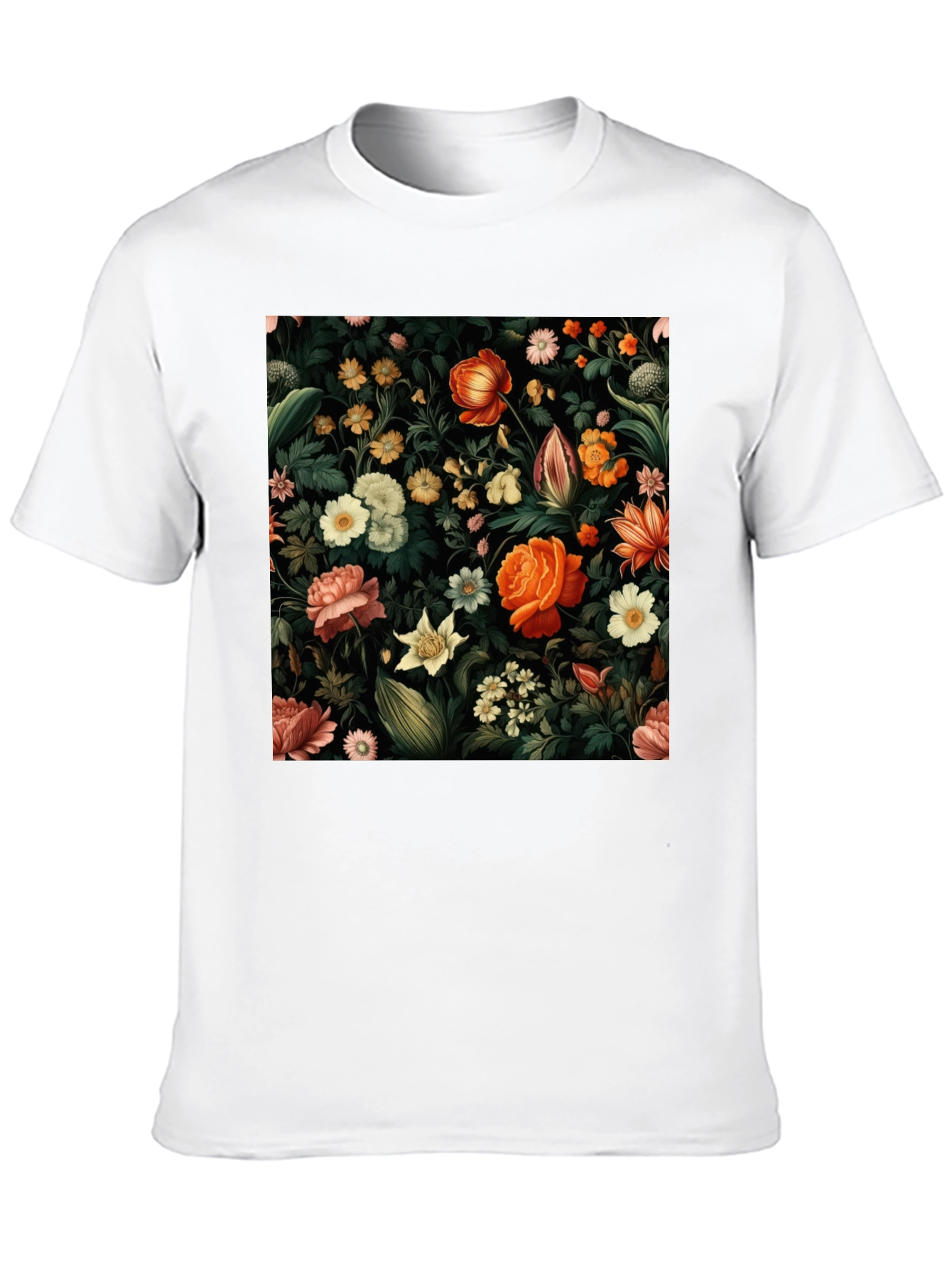 Floral Print Black T-Shirt - Nature Inspired Design