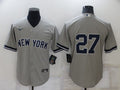 Men's New York Yankees Giancarlo Stanton #27 Gray Replica Player Name Jerseys
