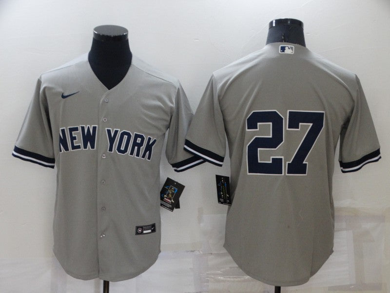 Men's New York Yankees Giancarlo Stanton #27 Gray Replica Player Name Jerseys