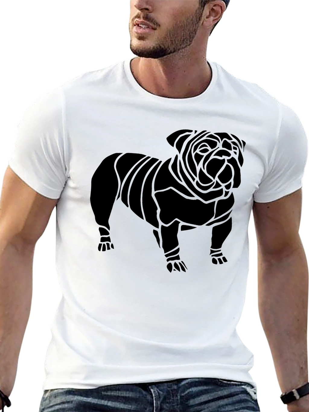 Black Bulldog Graphic Tee - Stylish Canine Design