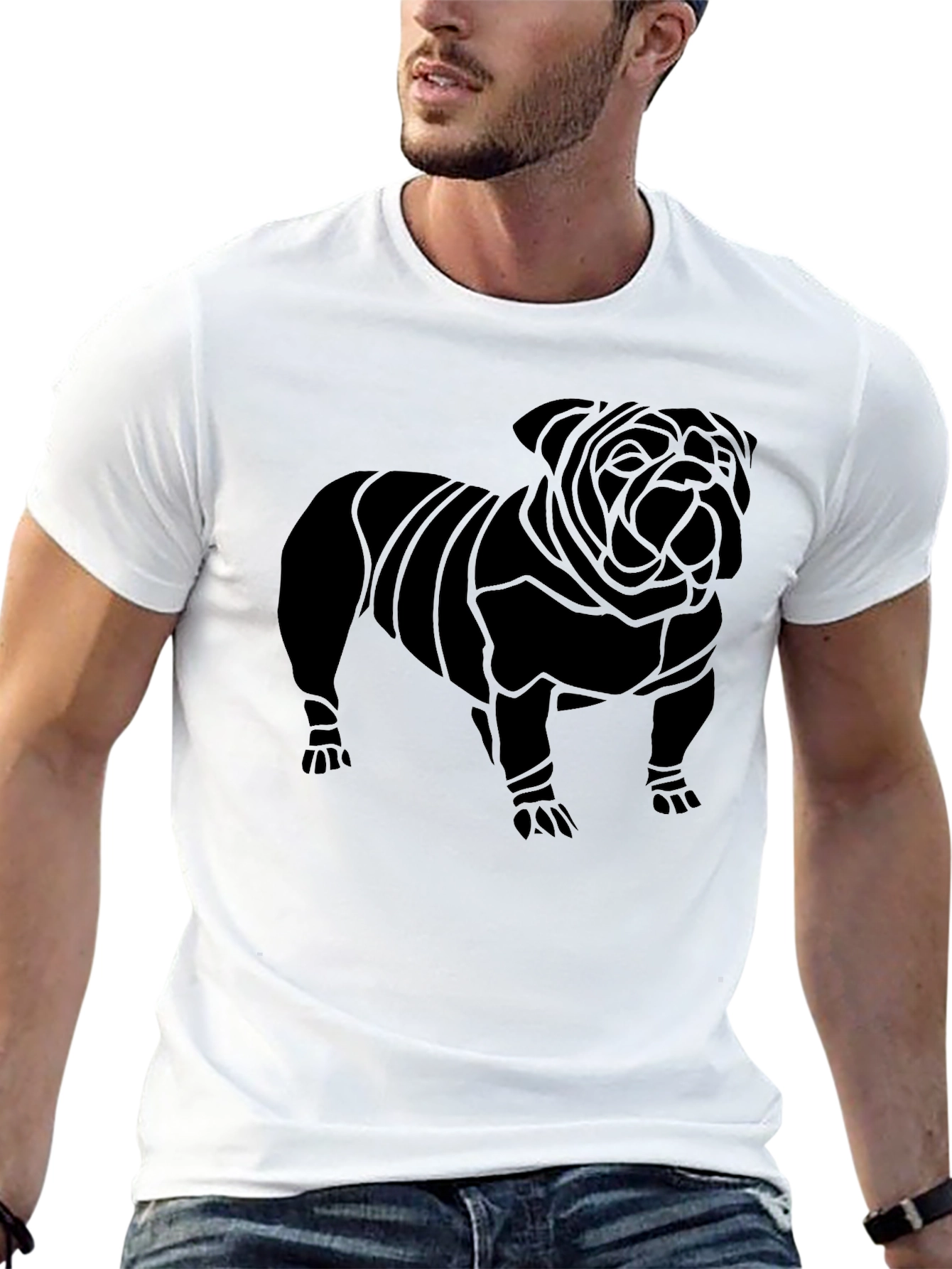 Black Bulldog Graphic Tee - Stylish Canine Design