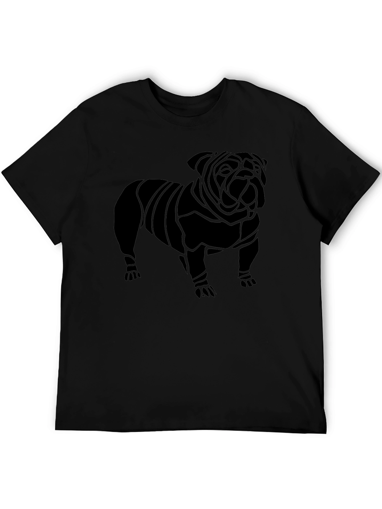 Black Bulldog Graphic Tee - Stylish Canine Design