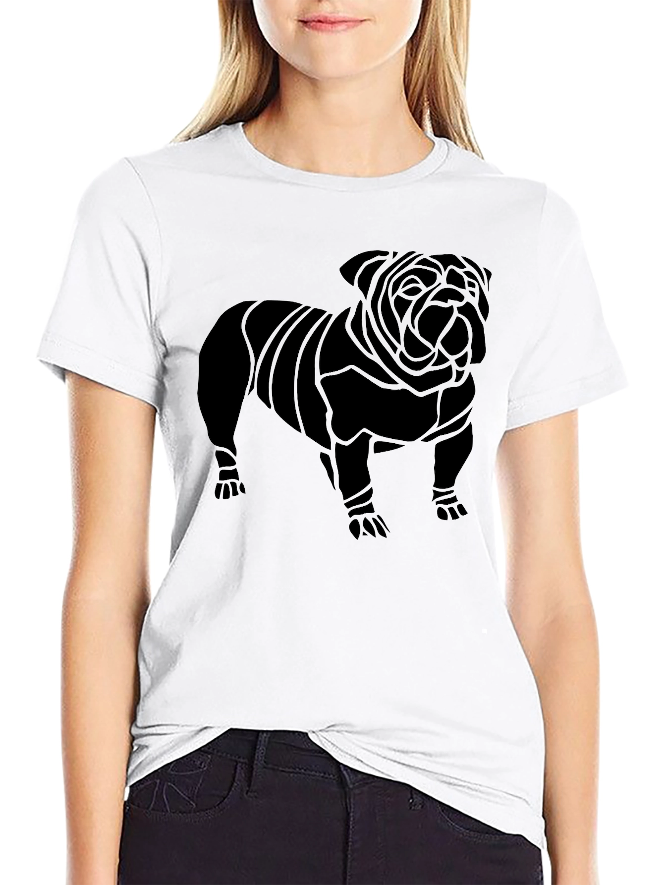 Black Bulldog Graphic Tee - Stylish Canine Design
