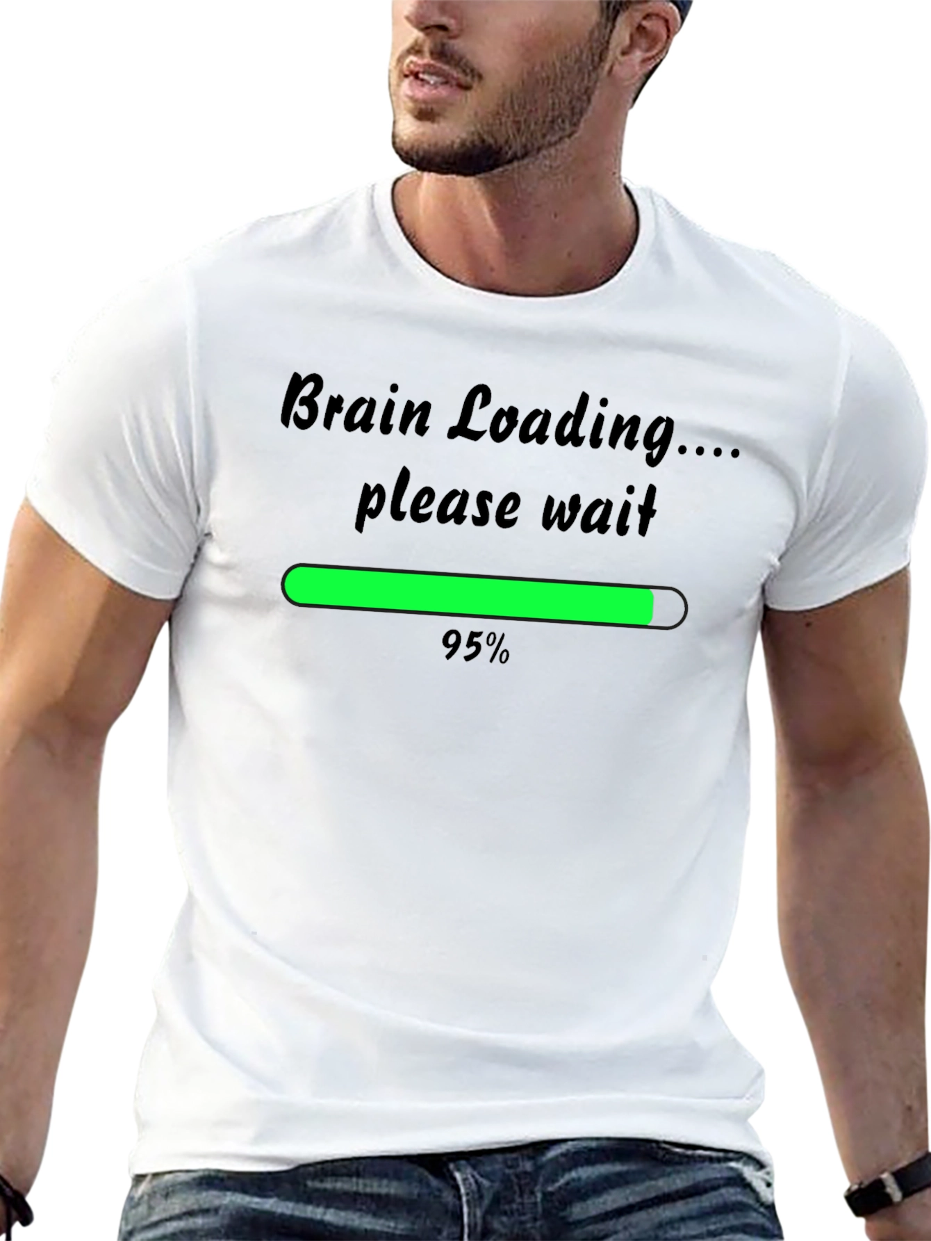 Brain Loading Funny Mens T-Shirt - Black