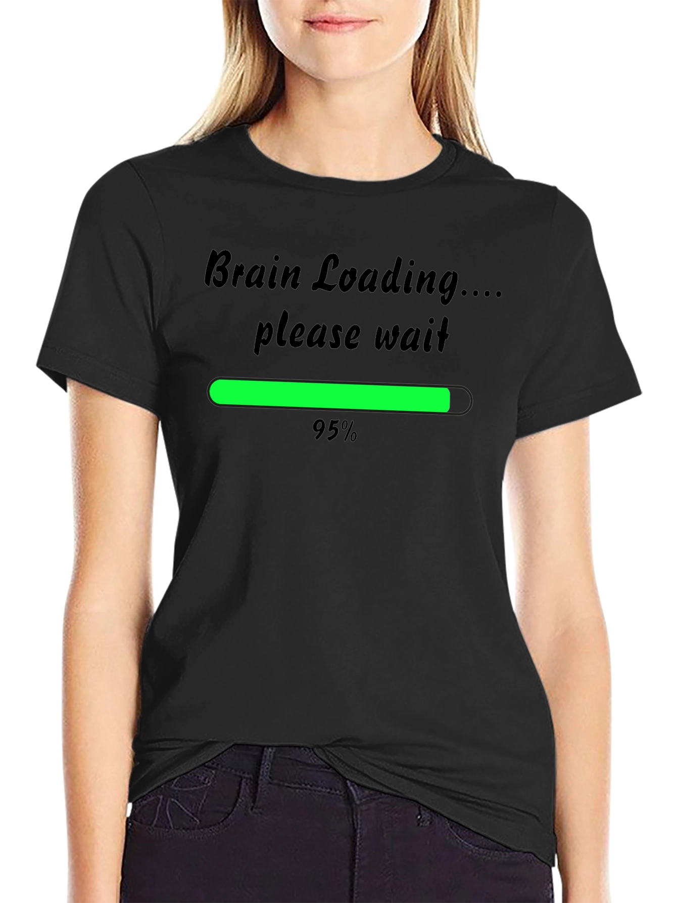 Brain Loading Funny Mens T-Shirt - Black