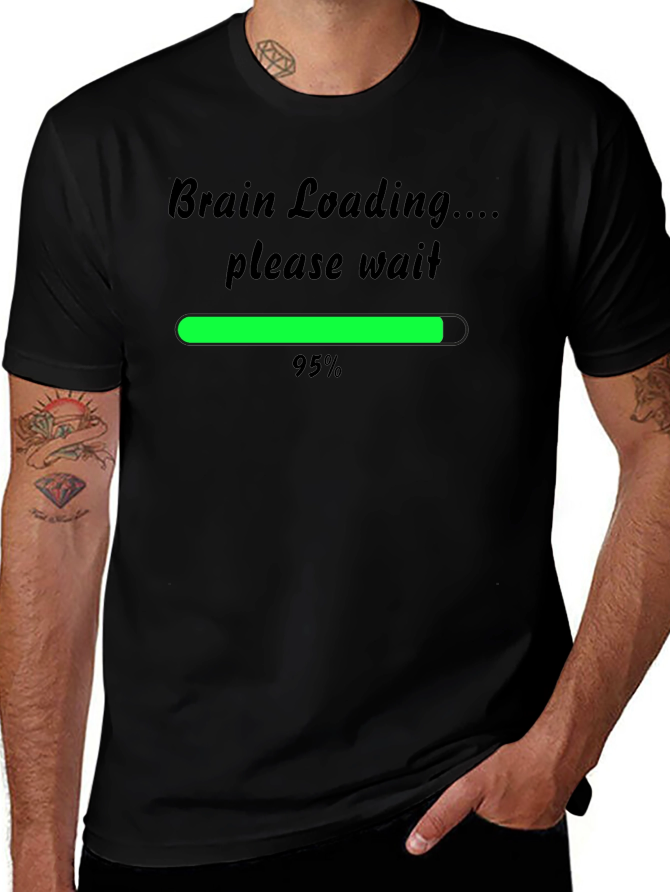 Brain Loading Funny Mens T-Shirt - Black