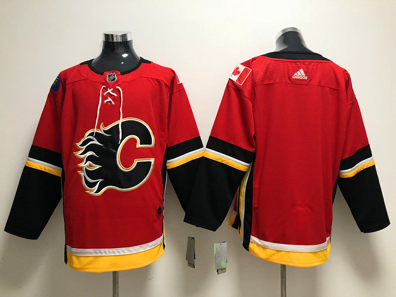 Men's Calgary Flames Red Home Authentic Blank Jerseys