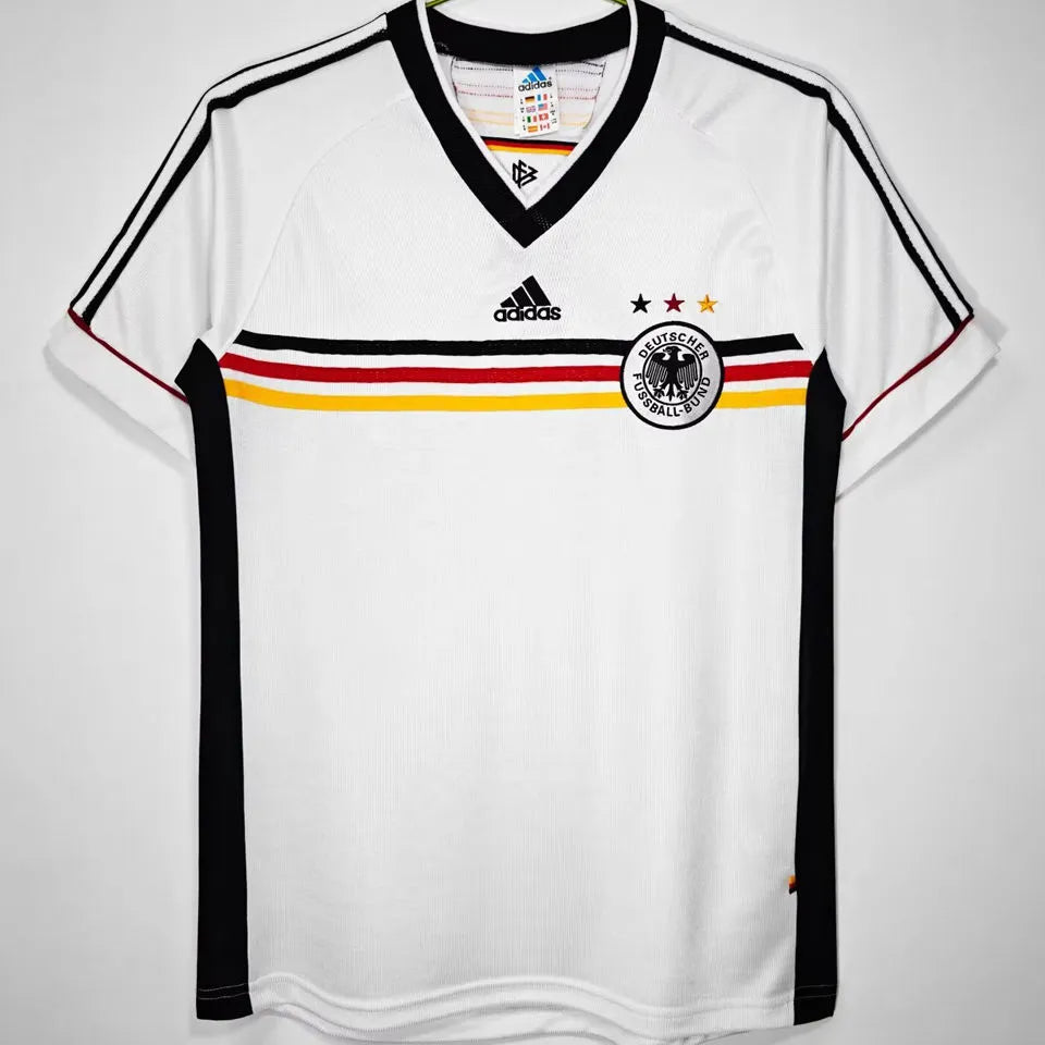 1998 Germany Home White Retro Soccer Jersey Front