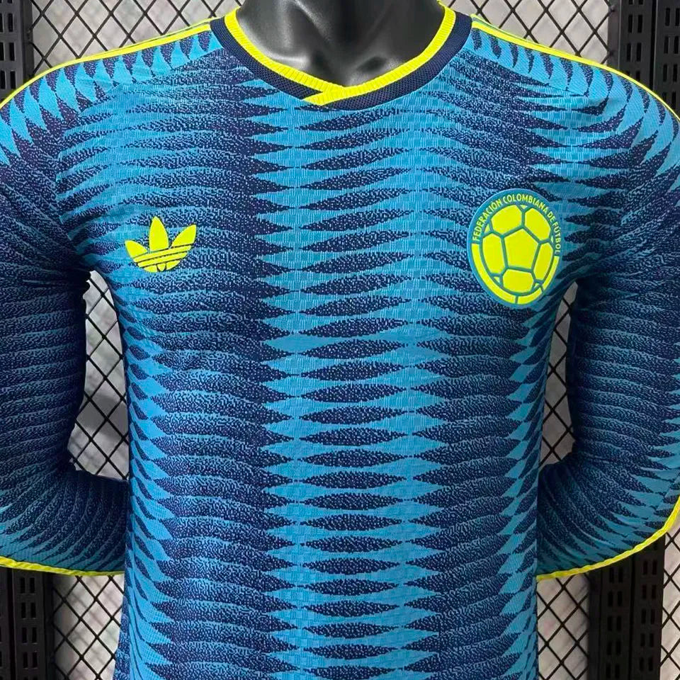2026/27 Colombia Away Player Version Long Sleeve Soccer Jersey Detail 1