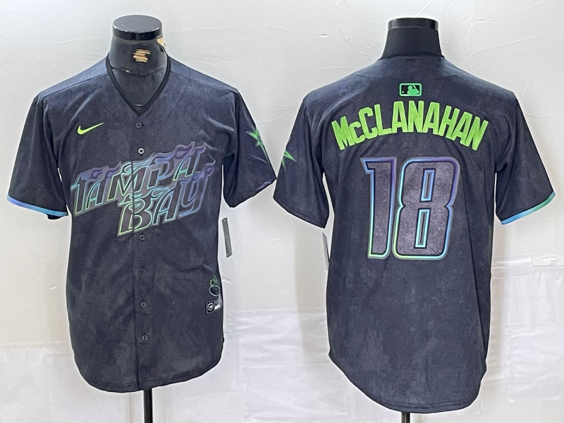 Men's Tampa Bay Rays Shane McClanahan #18 Charcoal 2024 City Connect Limited Player Jerseys
