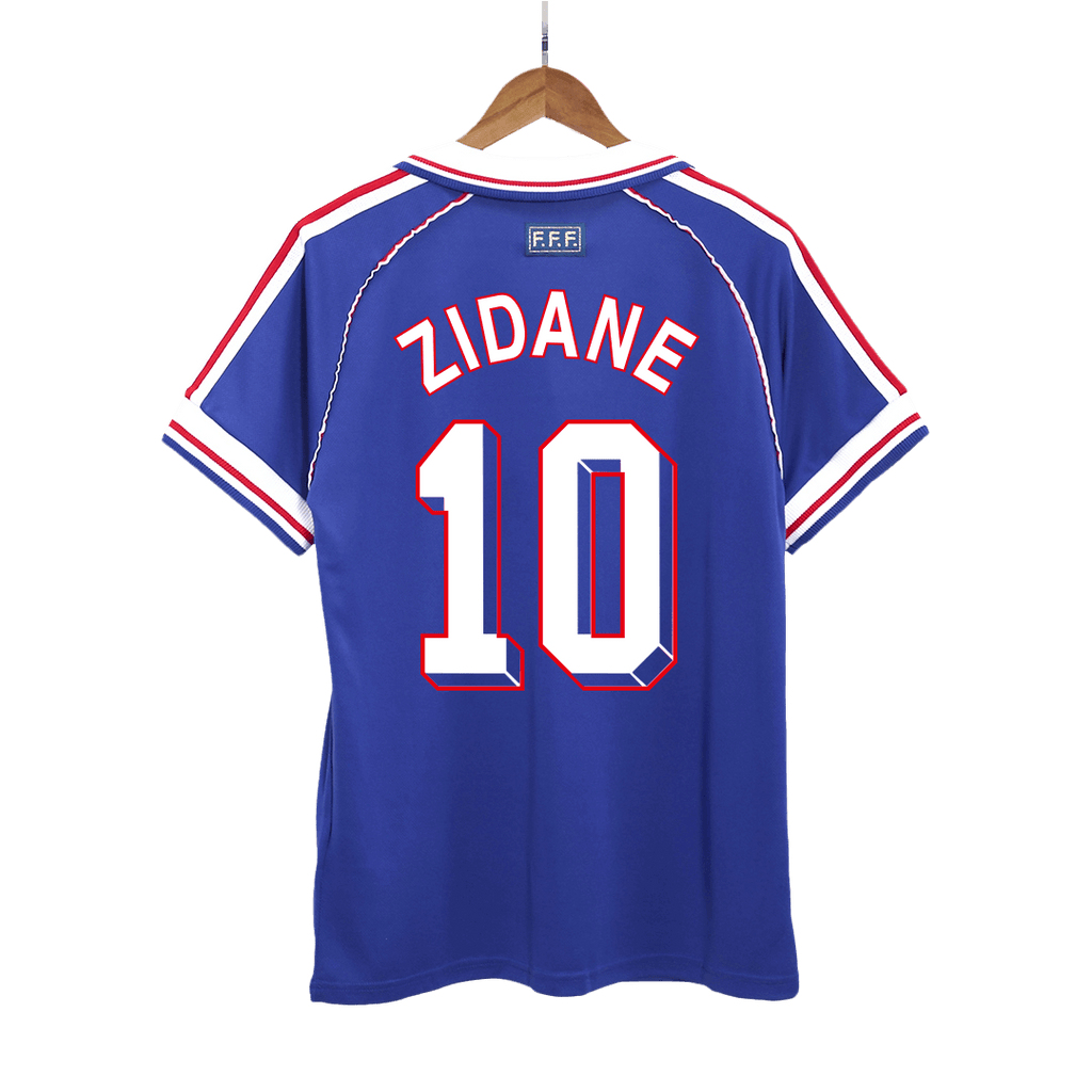 France ZIDANE #10 Home Soccer Jersey Retro 1998 Front